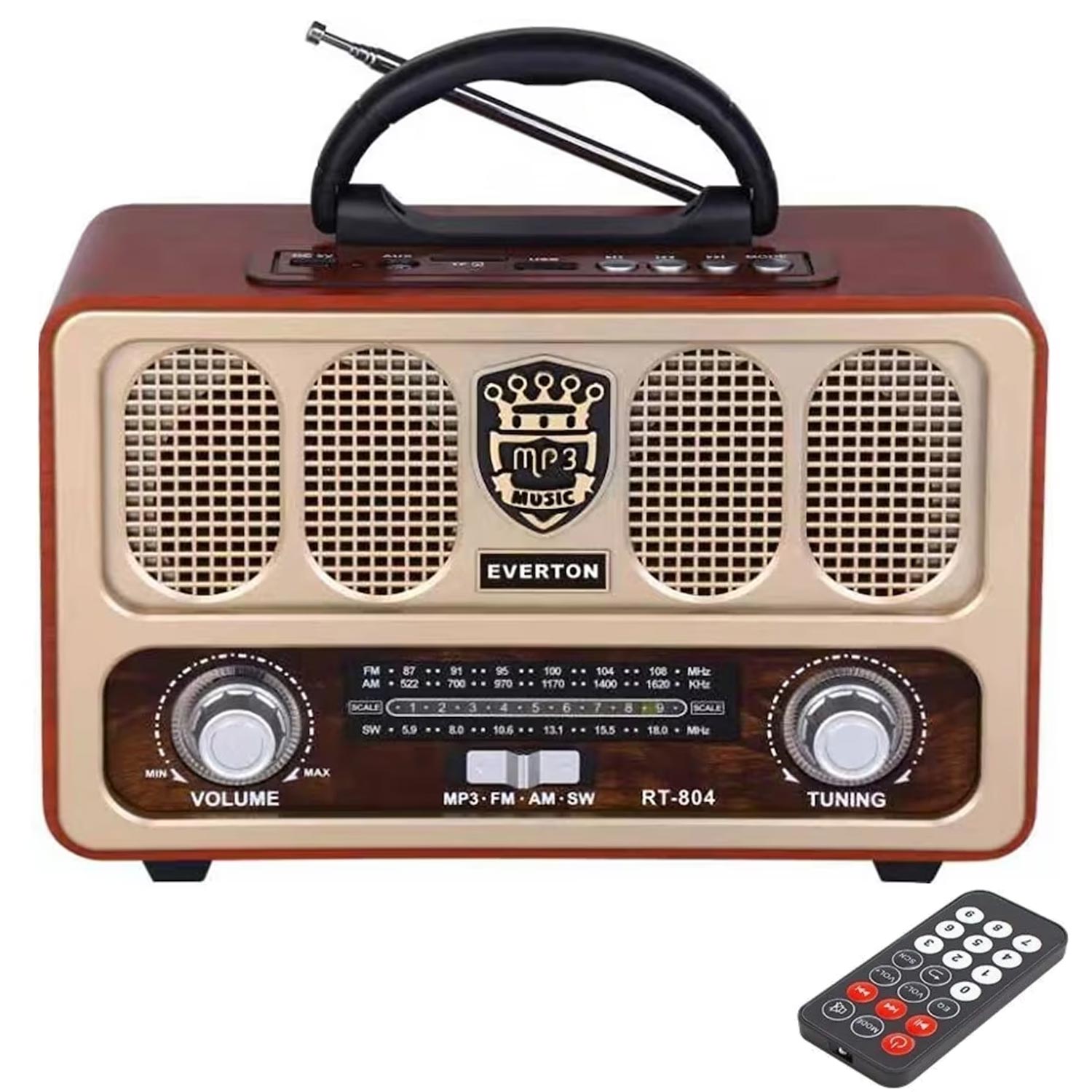 RADYO NOSTALJİ ŞARJLI PİLLİ BT/USB/SD/AUX/FM EVERTON RT-804BT