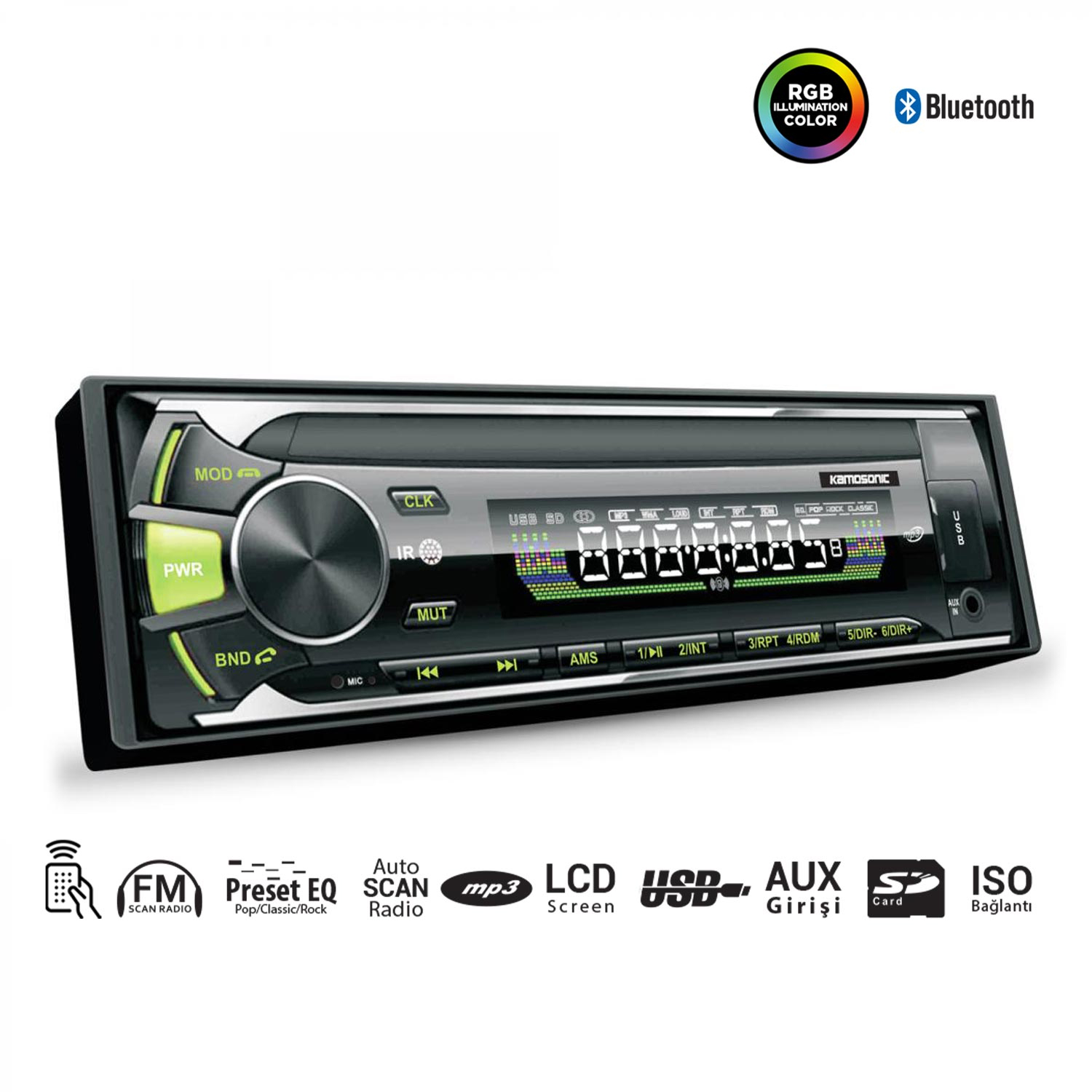 OTO TEYP 4X50W BT/USB/SD/FM/AUX KAMOSONİC KS-MX660