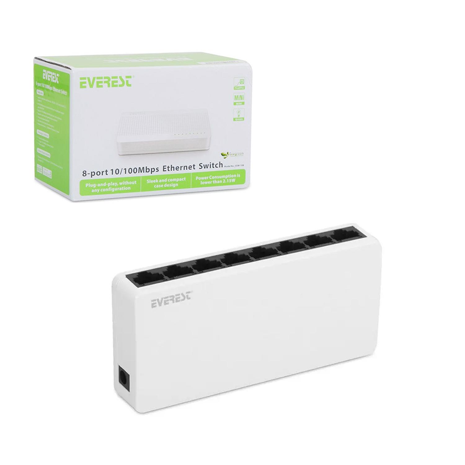 SWITCH ETHERNET 8 PORT 10/100MBPS EVEREST ESW-108