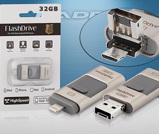 USB FLASH BELLEK IPHONE/MICRO USB 32GB HADRON HD-9201