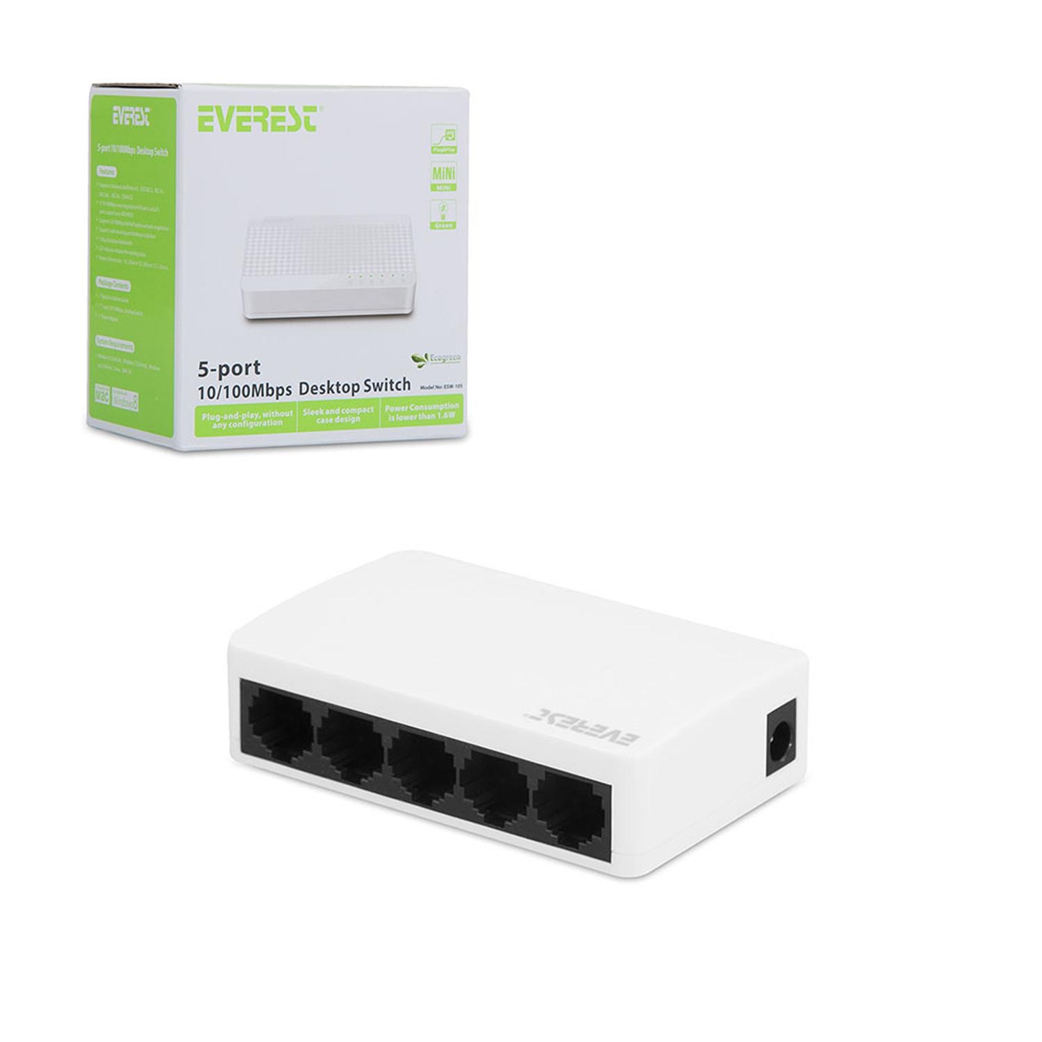 SWITCH ETHERNET 5 PORT 10/100MBPS EVEREST ESW-105