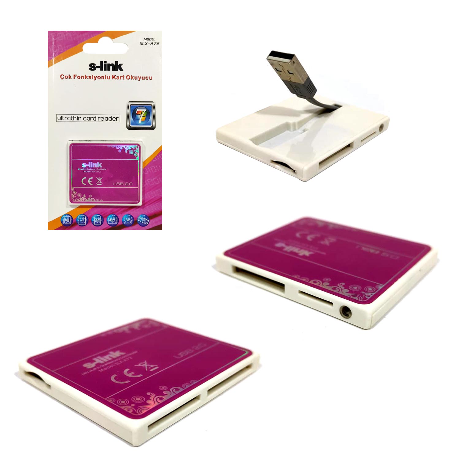 KART OKUYUCU ÇOKLU 5 PORT USB İNCE 2.0 S-LİNK SLX-A72
