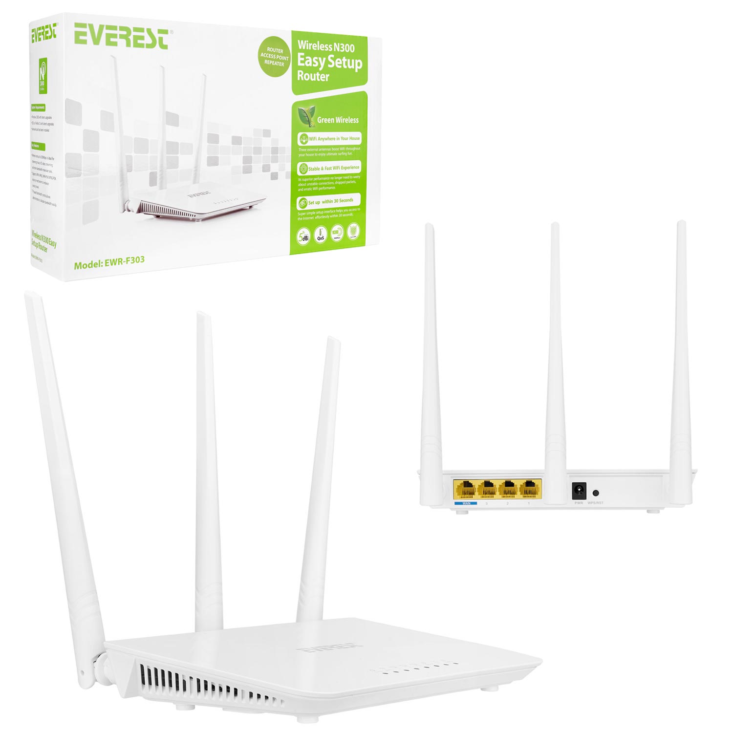 ACCESS POINT REPEATER ROUTER 4 PORT 300 MBPS EVEREST EWR-F303