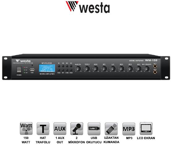 MİXER ANFİ HAT TRAFOLU 150W USB/MP3/UK WESTA WM-150