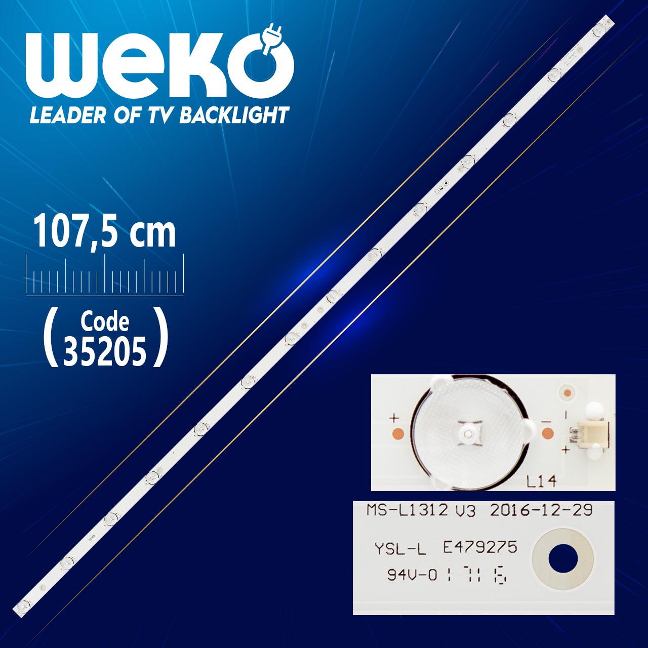 MS-L1312 V3 - A3 192-196LM 6.2-6.4V 0X WR - 107.5 CM 14 LEDLİ - (WK-884)