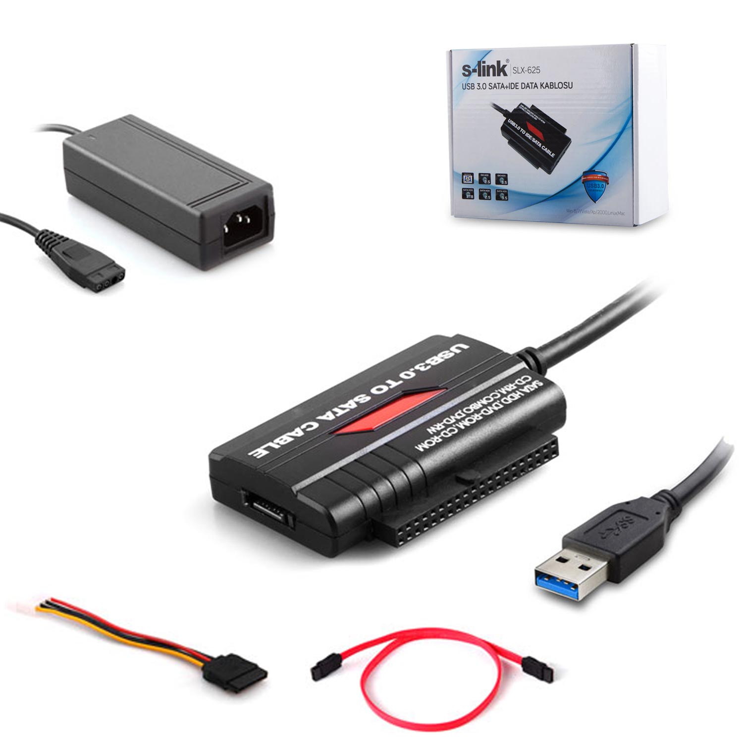 USB 3.0 SATA + IDE DATA KABLOSU S-LİNK SLX-625