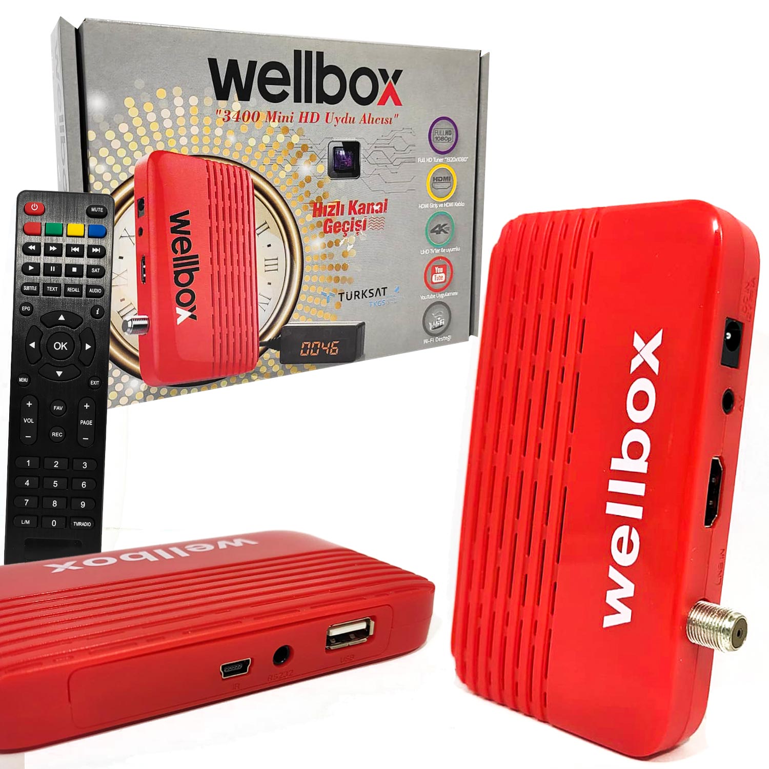 UYDU ALICI MİNİ FULL HD 4K WIFI YOUTUBE WELLBOX X-3400