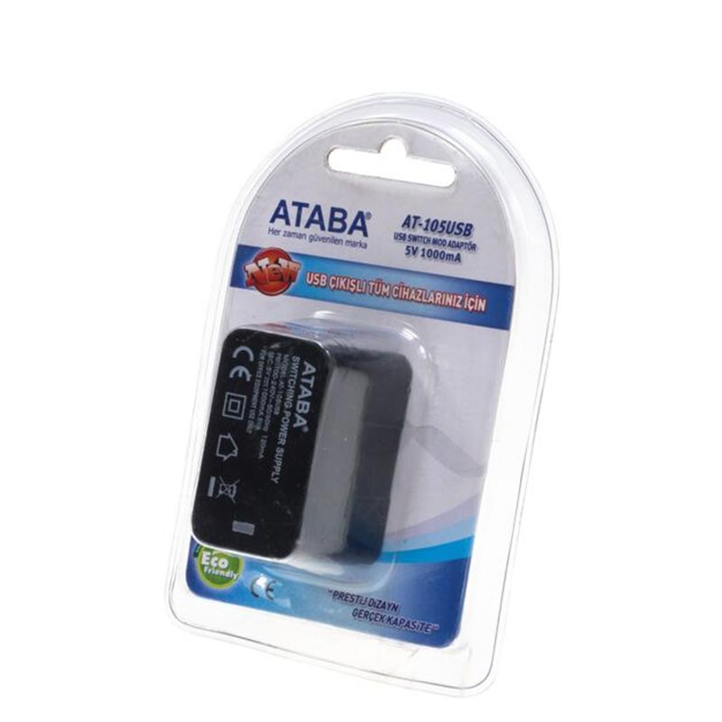 ATABA AT-105 USB 5 VOLT - 1 AMPER PRİZ TİPİ USB BAŞLIK ADAPTÖR
