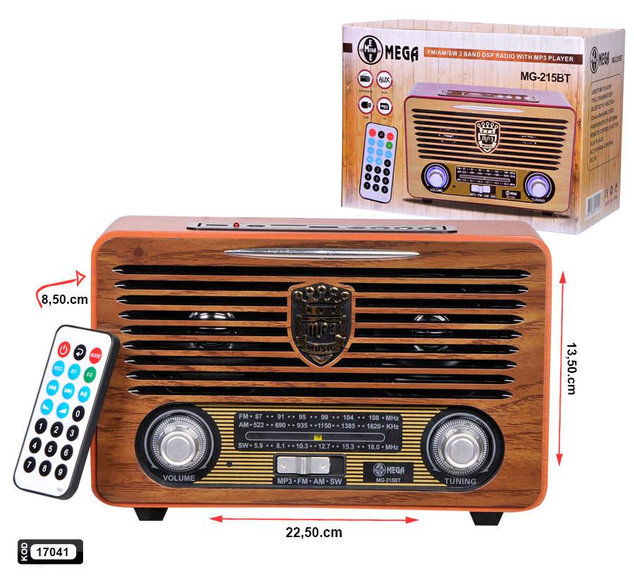 RADYO NOSTALJİ ŞARJLI BT/USB/SD/FM MEGA MG-215BT