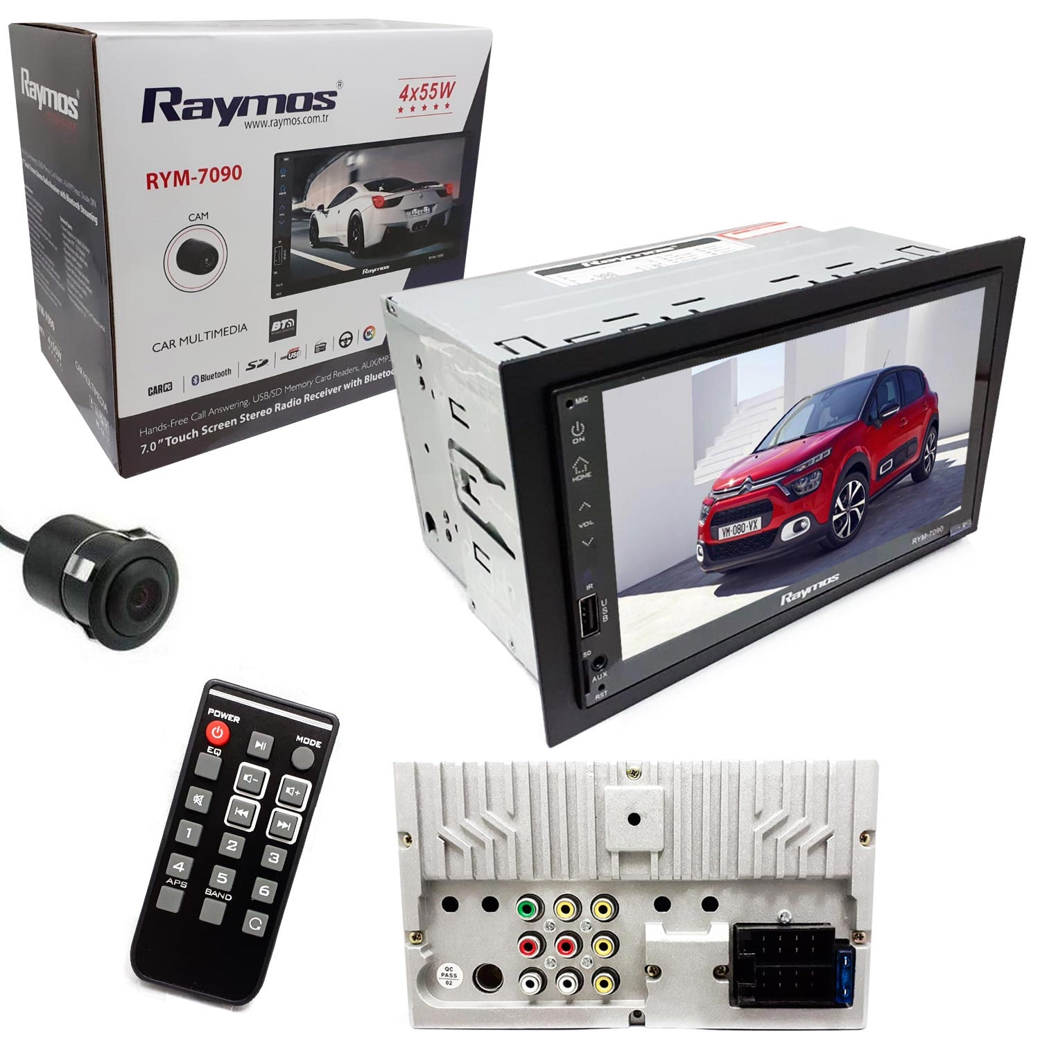 DOUBLE TEYP 7 4X55W BT/USB/SD/FM/AUX KAMERALI RAYMOS RYM-7090