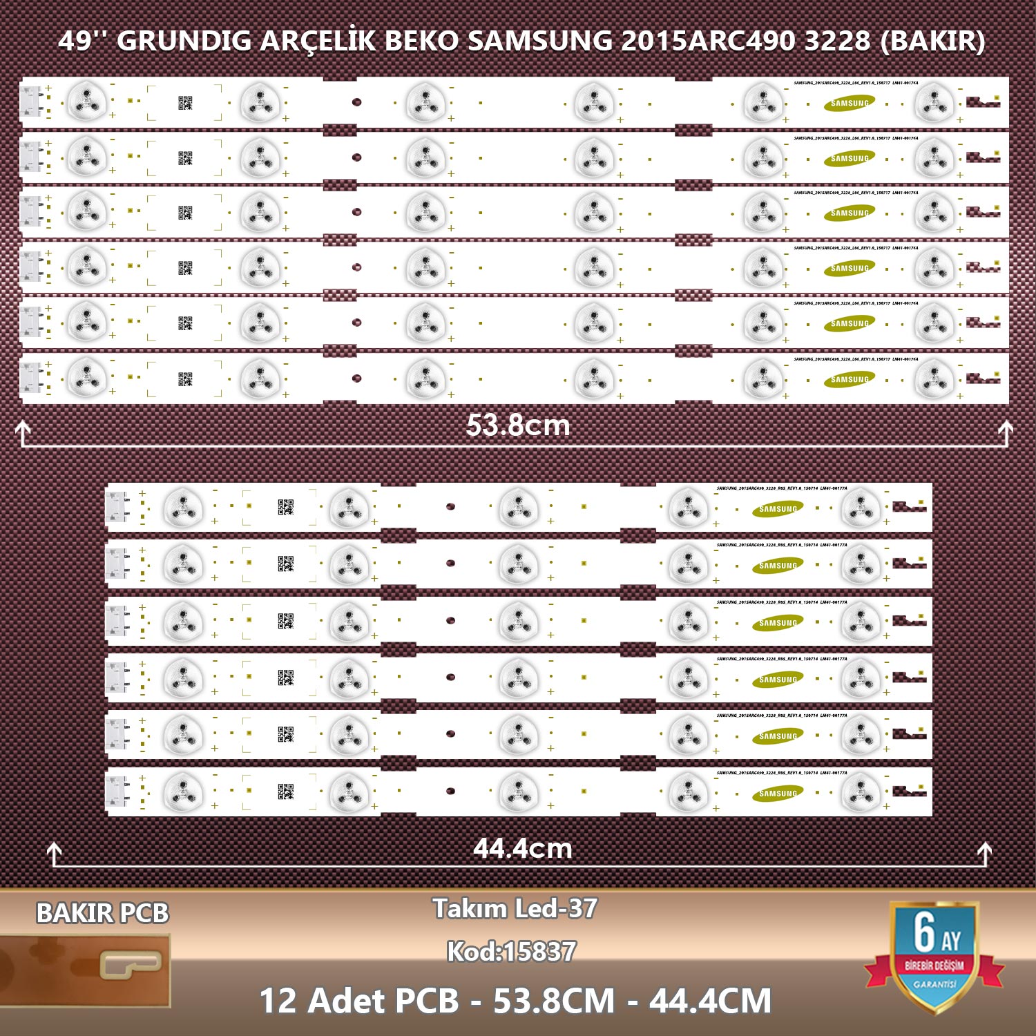 ÇIKMA TAKIM LED-37 (6X6PCB) 49 GRUNDIG ARÇELİK BEKO SAMSUNG 2015ARC490 3228