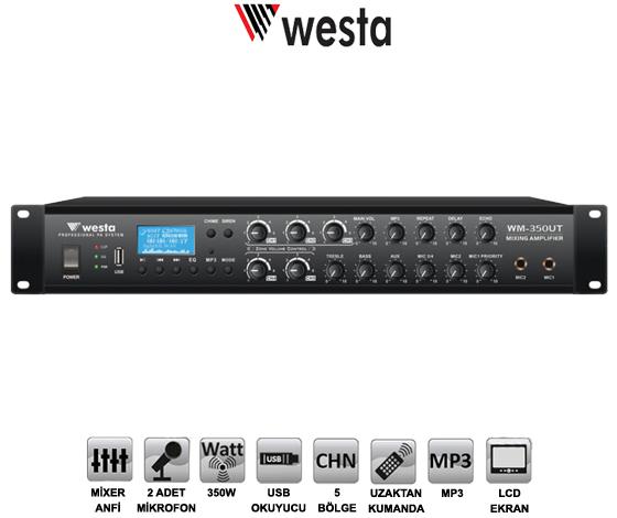 MİXER ANFİ TRAFOLU 6 BÖLGE 350W USB/MP3/UK WESTA WM-350UT
