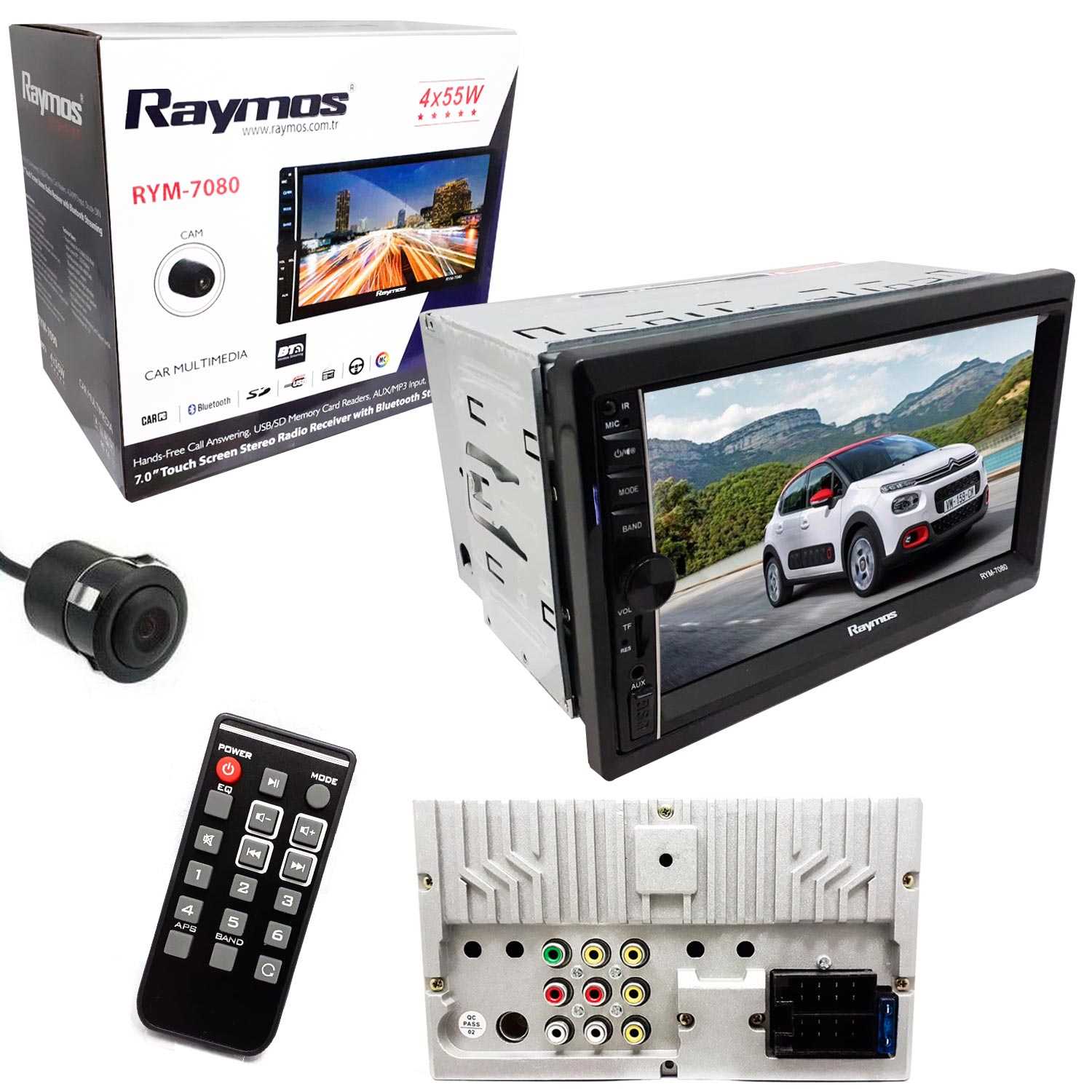 DOUBLE TEYP 7 4X55W BT/USB/SD/FM/AUX KAMERALI RAYMOS RYM-7080
